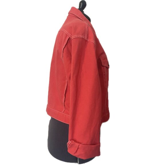 ASOS Vibrant Red Denim Jacket - Picture 3 of 6